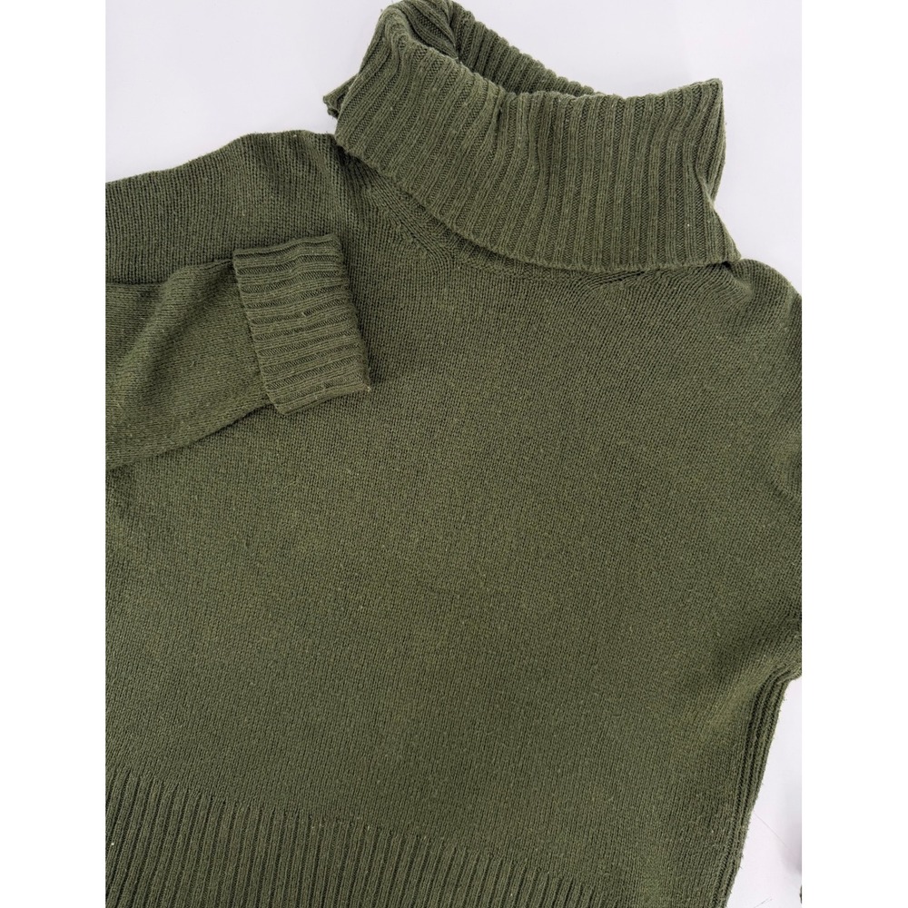Anthropologie Olive Green Wool Blend Turtleneck Sweater Made in Italy Small